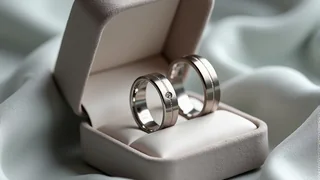 Mattierte Trauringe aus Weißgold, Damenring mit echtem Brillanten
